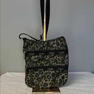 LeSportsac Leopard Print Triple Zip Crossbody Bag